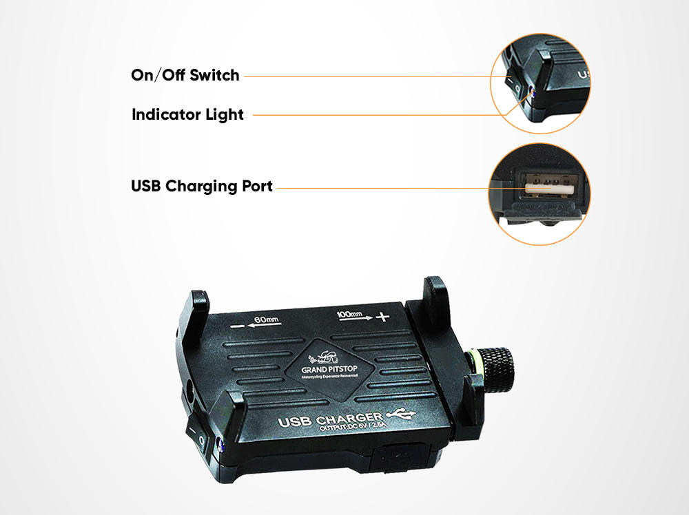 grandpitstop bike mobile holder with charger