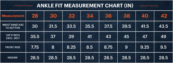 size chart in inches