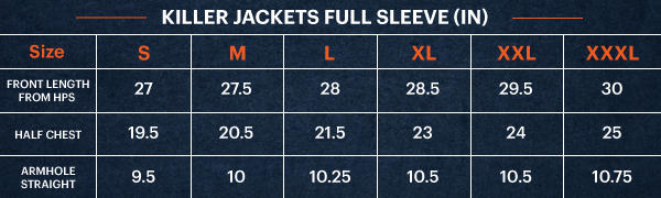 size chart in inches