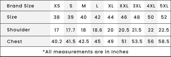 size chart in inches