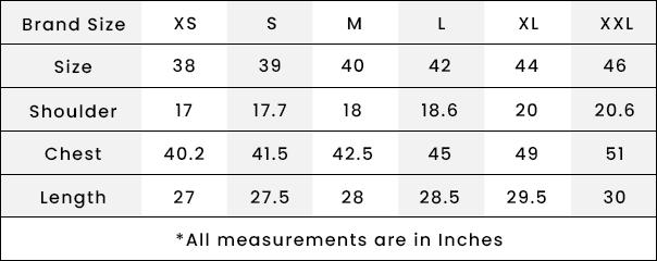 size chart in inches