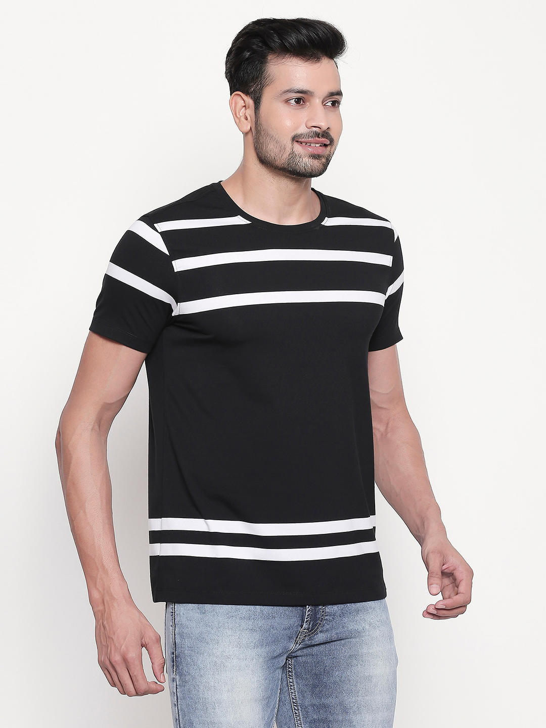 black white striped t shirt