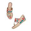 ROCIA Beige Women Casual Embroidered Kolhapuri Wedges