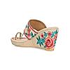 ROCIA Beige Women Casual Embroidered Kolhapuri Wedges