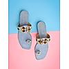 ROCIA Denim Blue Women Casual Embroidered Ethnic Flats