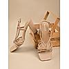 Rocia Beige Women Knotted High Block Heel Sandals