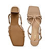 Rocia Beige Women Knotted High Block Heel Sandals