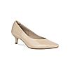 Rocia Women's Beige Kitten Heel Patent Pumps