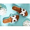 Rocia White Women Textured Slip On Sandals