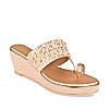 Rocia Rose Gold Women One Toe Hand Embroidered Wedges