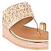 Rocia Rose Gold Women One Toe Hand Embroidered Wedges