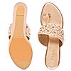 Rocia Rose Gold Women One Toe Hand Embroidered Wedges