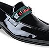 Imperio Black Men Patent Leather Slip Ons