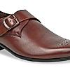 Imperio Tan Mens Formal Leather Monk Strap Shoes