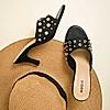 Rocia Black Women Rivet Studded Stilettos