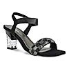 Rocia Black Women Diamond Embellished Block Heel Sandals