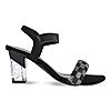 Rocia Black Women Diamond Embellished Block Heel Sandals