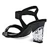 Rocia Black Women Diamond Embellished Block Heel Sandals