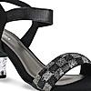 Rocia Black Women Diamond Embellished Block Heel Sandals