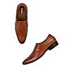 Regal Tan Men Laser Cut Leather Formal Slip On Shoes