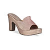Rocia Champagne High Heel Shimmery Mule Sandals