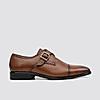 LANGUAGE TAN MEN LEATHER MONK-STRAP SHOES