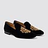 LANGUAGE BLACK MEN VELVET FORMAL SLIP-ON SHOES