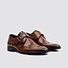 LANGUAGE TAN MEN LEATHER MONK-STRAP SHOES