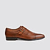 LANGUAGE TAN MEN LEATHER MONK-STRAP SHOES