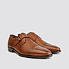 LANGUAGE TAN MEN LEATHER MONK-STRAP SHOES