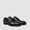 LANGUAGE BLACK MEN LEATHER MONK-STRAP SHOES