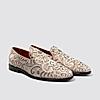 LANGUAGE BEIGE MEN VELVET FORMAL SLIP-ON SHOES