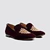 LANGUAGE MAROON MEN VELVET FORMAL SLIP-ON SHOES