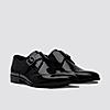 LANGUAGE BLACK MEN LEATHER MONK-STRAP SHOES