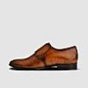 LANGUAGE TAN MEN LEATHER MONK-STRAP SHOES