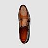 LANGUAGE TAN MEN LEATHER MONK-STRAP SHOES