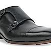 Imperio Black Mens Leather Formal Double Monks