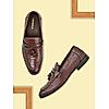 Imperio Dark Tan Mens Formal Croco Leather Tassel Slip On Shoes