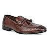 Imperio Dark Tan Mens Formal Croco Leather Tassel Slip On Shoes