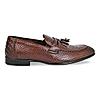 Imperio Dark Tan Mens Formal Croco Leather Tassel Slip On Shoes