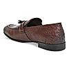 Imperio Dark Tan Mens Formal Croco Leather Tassel Slip On Shoes