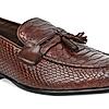 Imperio Dark Tan Mens Formal Croco Leather Tassel Slip On Shoes