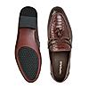 Imperio Dark Tan Mens Formal Croco Leather Tassel Slip On Shoes