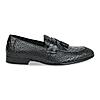 Imperio Black Mens Formal Croco Leather Tassel Slip On Shoes