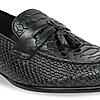 Imperio Black Mens Formal Croco Leather Tassel Slip On Shoes