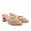 Rocia By Regal Rose Gold Women Hand Embroidered Block Heel Mules