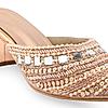 Rocia By Regal Rose Gold Women Hand Embroidered Block Heel Mules