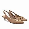 Rocia By Regal Taupe Women Buckled Kitten Heel Slingbacks