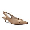 Rocia By Regal Taupe Women Buckled Kitten Heel Slingbacks