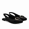 Rocia By Regal Black Women Buckled Flat Slingbacks